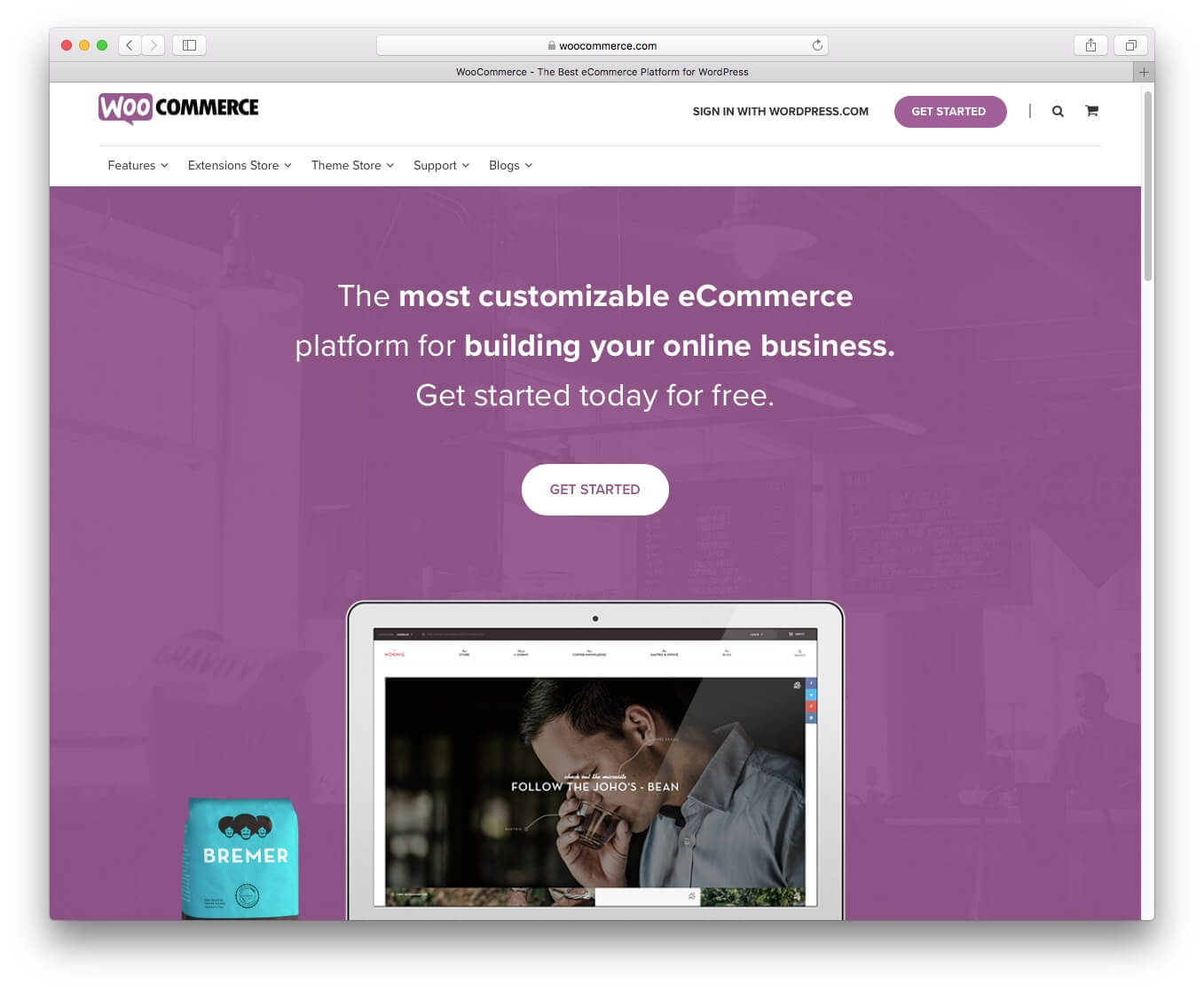 Screenshot of WooCommerce plugin website. 