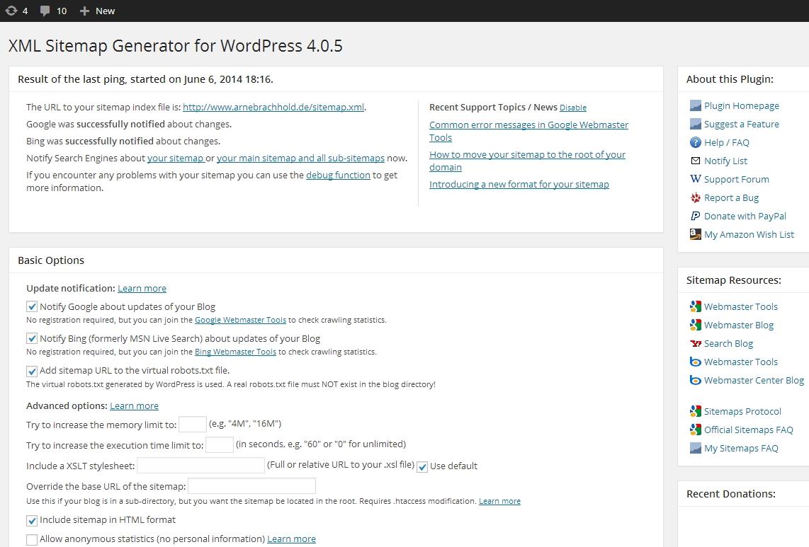 google-xml-sitemaps-settings