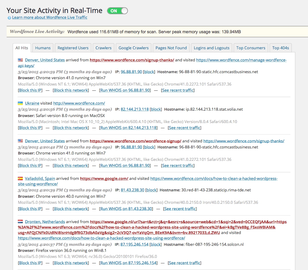 wordfence-security-real-time-site-activity