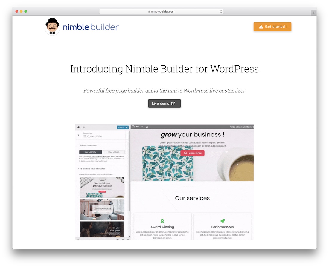 nimble wordpress page builder plugin