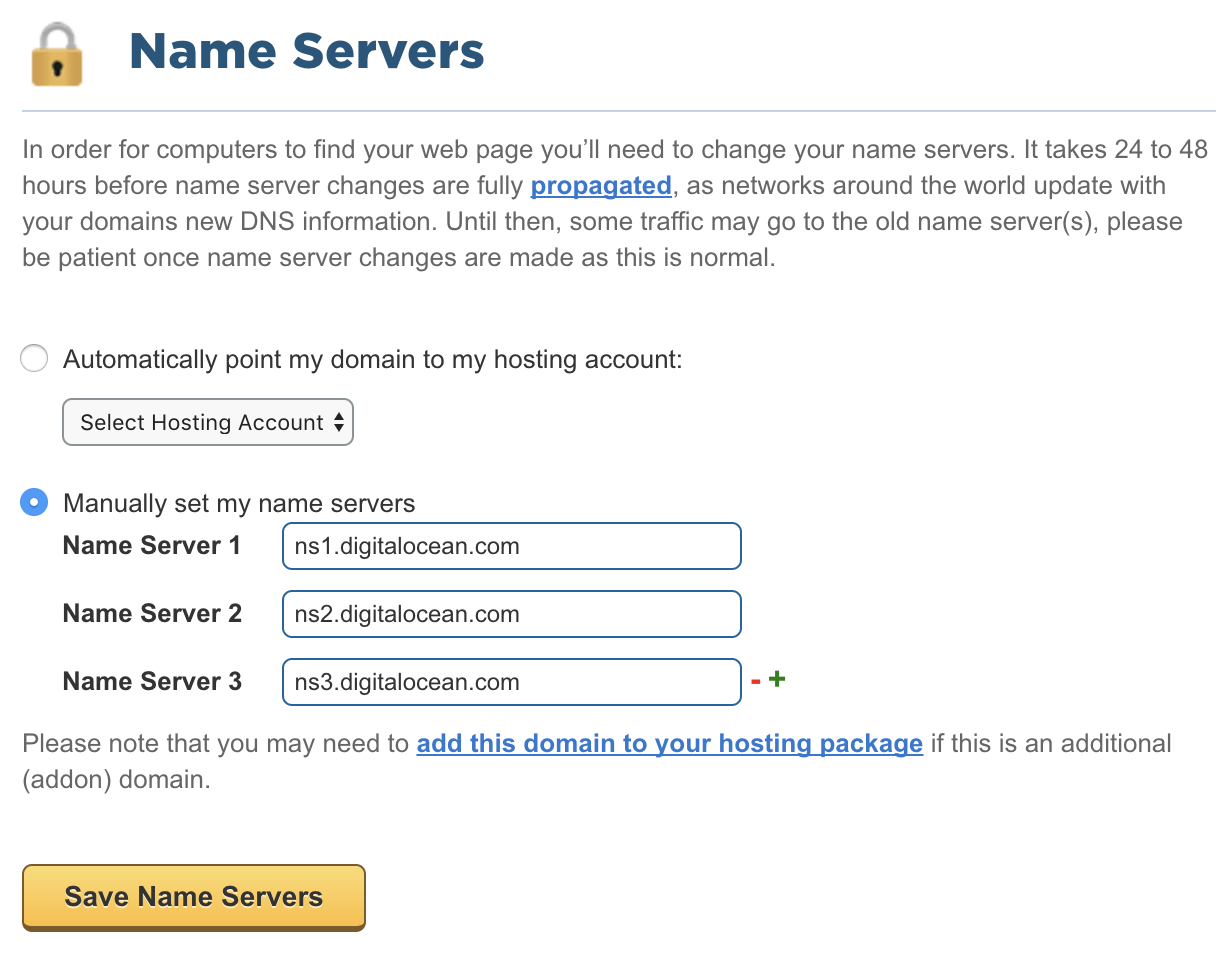 Name Servers tab