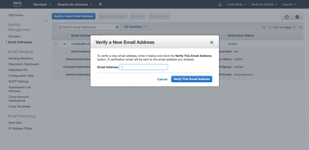 Verify a new mail address