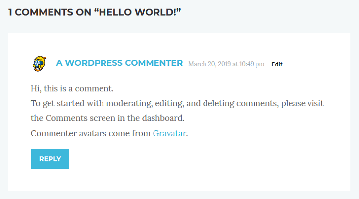 example wordpress comment