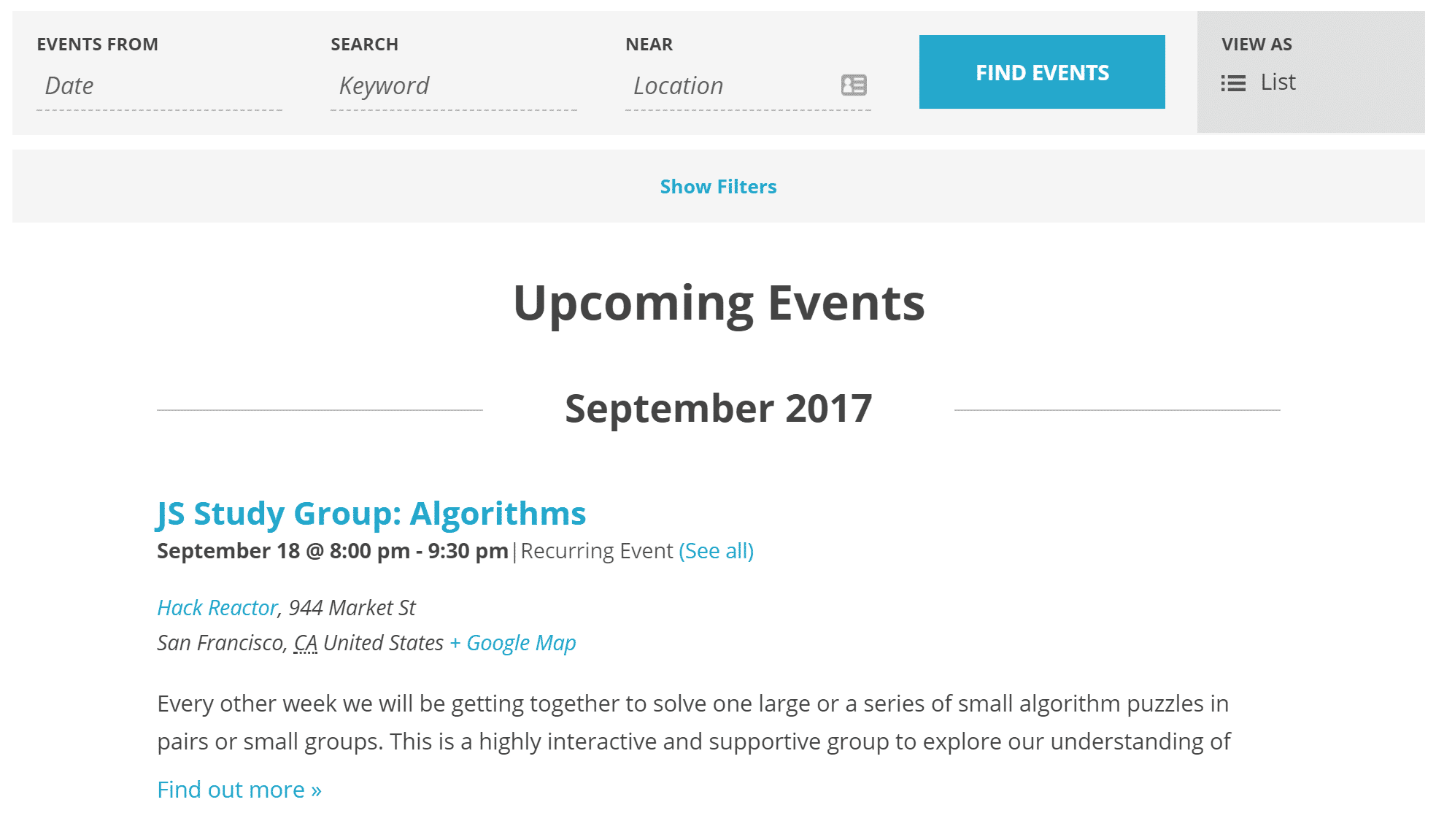 Example Event Details