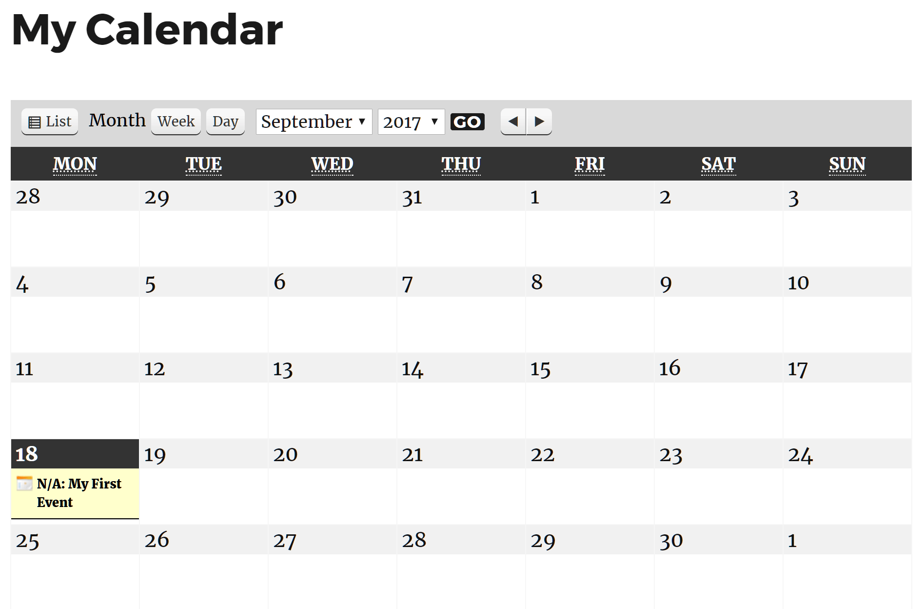 Monthly View