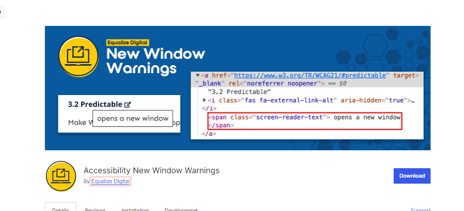 Accessibility New Window Warnings