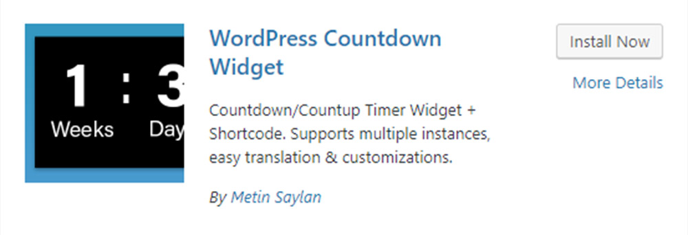 WordPress Countdown Widget