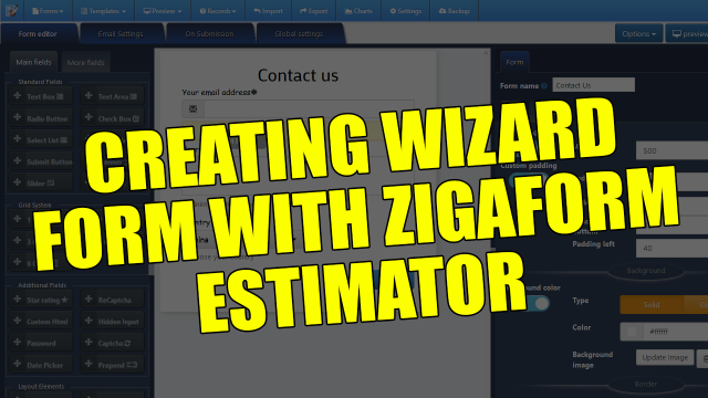how to create wizard form with ZIGAFORM Cost Estimation Form Builder